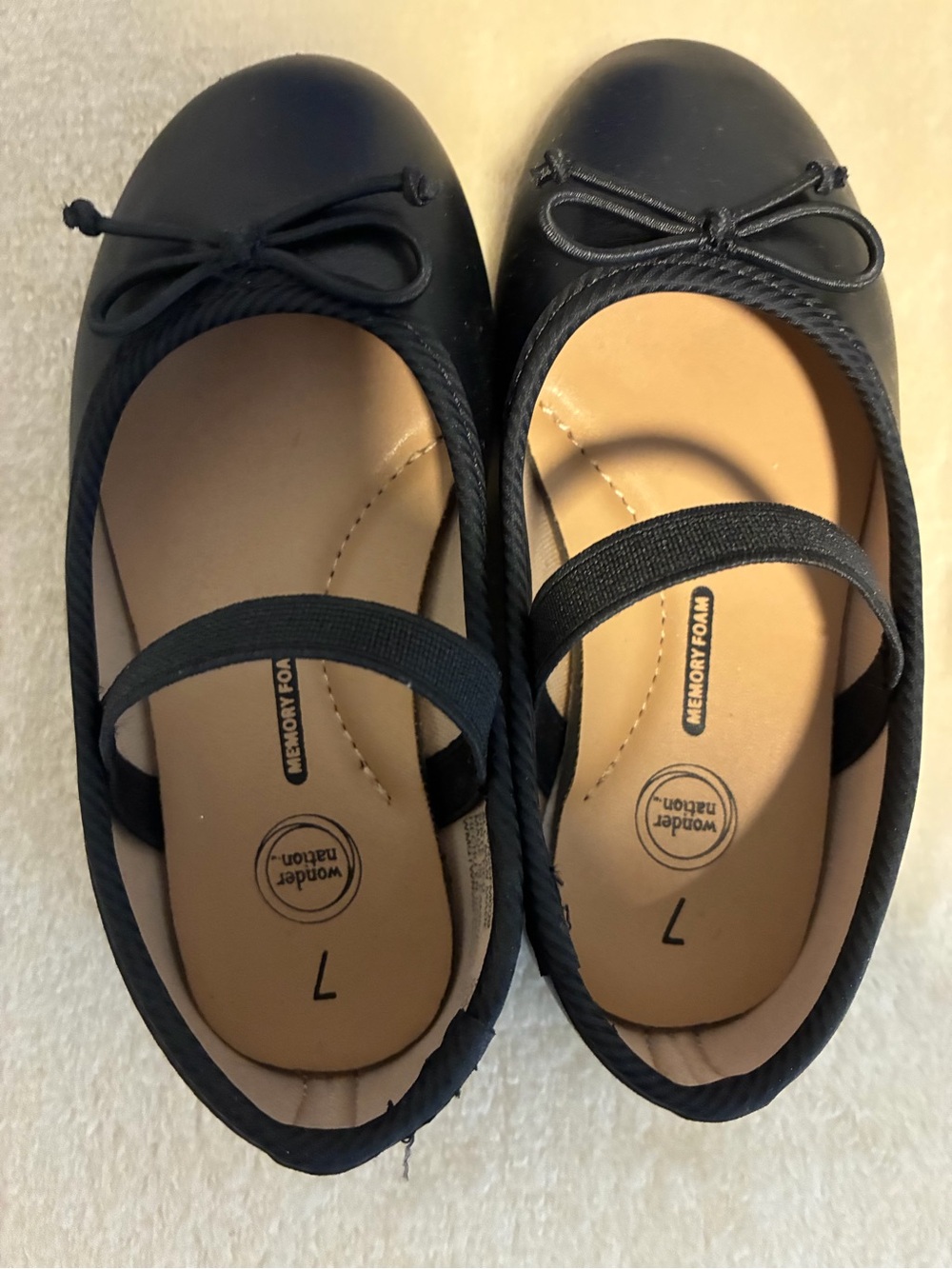 wonder nation Black Mary Jane Ballet Flats with Bow Accent
